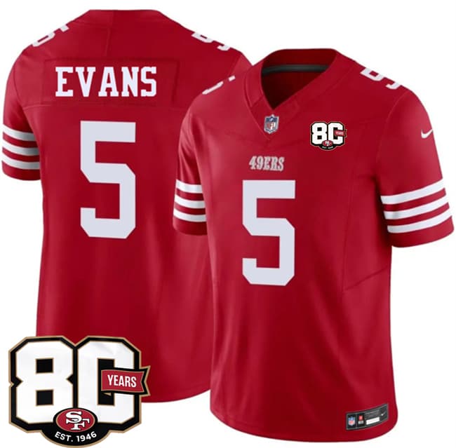 Mike Evans San Francisco 49ers red Vapor jersey