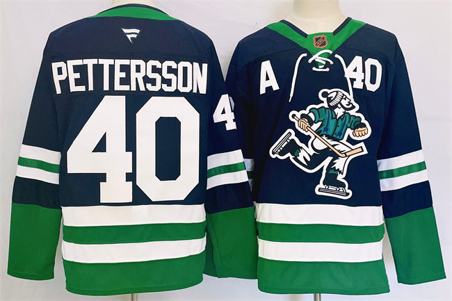 Elias Pettersson Vancouver Canucks navy Reverse Retro jersey