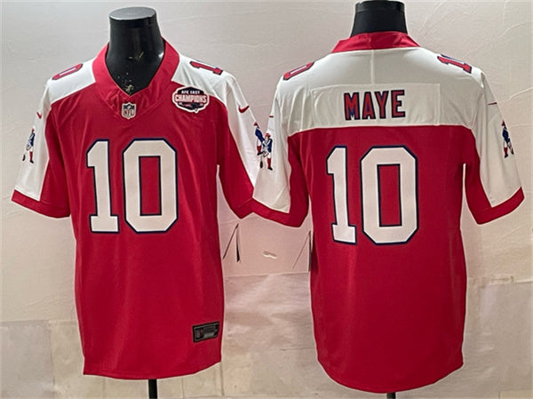 Drake Maye New England Patriots red Vapor jersey
