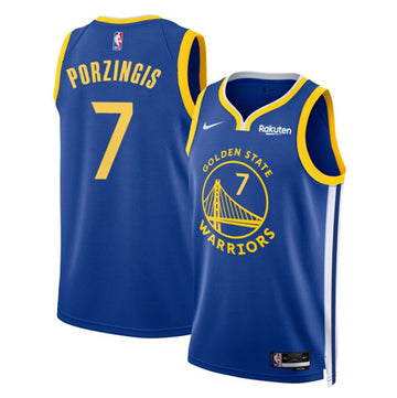 Kristaps Porzingis Golden State Warriors blue jersey