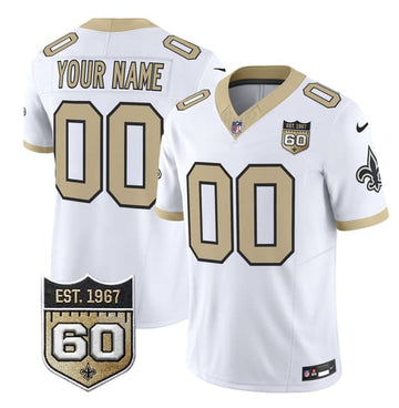 Custom New Orleans Saints white Vapor jersey
