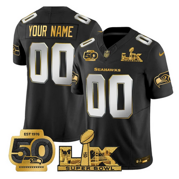 Custom Seattle Seahawks black Vapor jersey