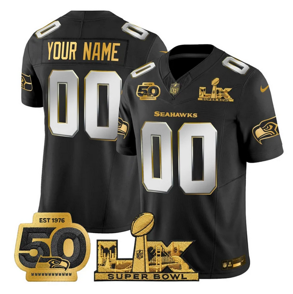 Custom Seattle Seahawks black Vapor jersey
