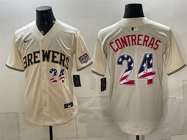 William Contreras Milwaukee Brewers cream Home jersey