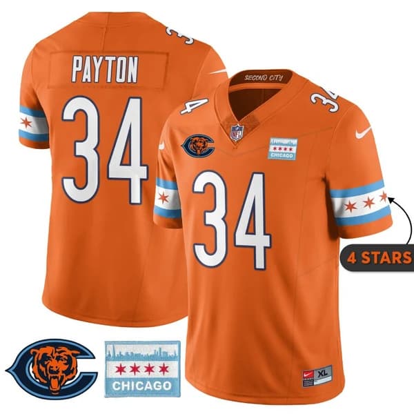 Walter Payton Chicago Bears orange City Edition jersey