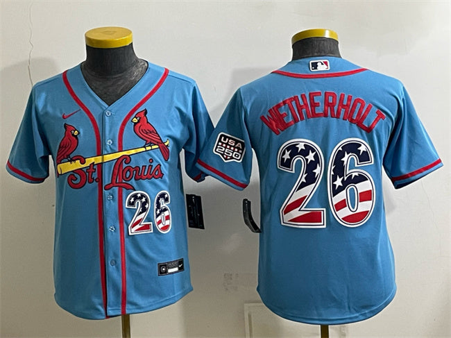 JJ Wetherholt St. Louis Cardinals blue jersey