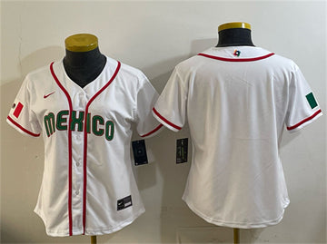 Custom Mexico Baseball white Classic jersey