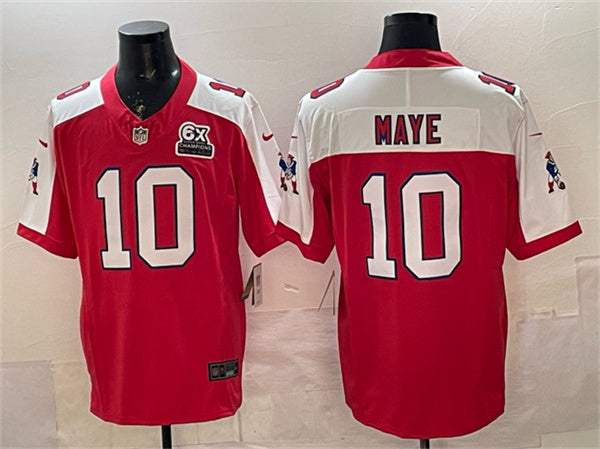 Drake Maye New England Patriots red Vapor jersey