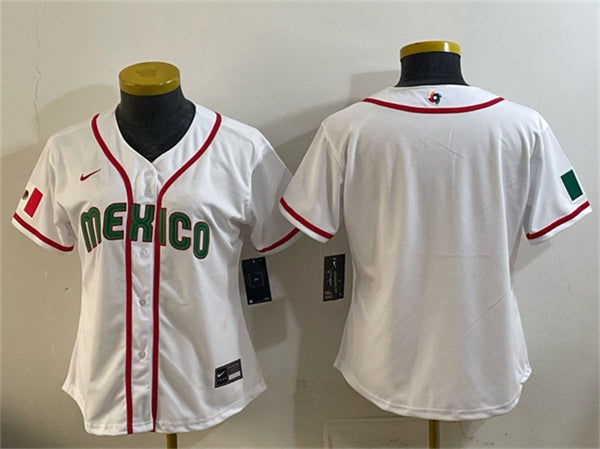 Custom Mexico Baseball white Classic jersey