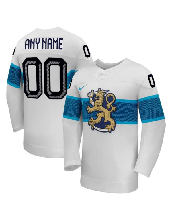 Custom Team Finland white Away jersey