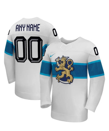 Custom Team Finland white Away jersey