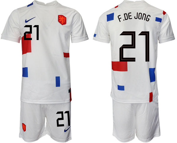 F. De Jong Netherlands National Team white Away jersey