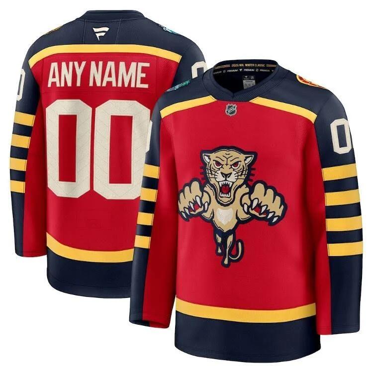 Custom Florida Panthers red Winter Classic jersey