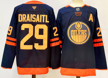 Leon Draisaitl Edmonton Oilers navy jersey