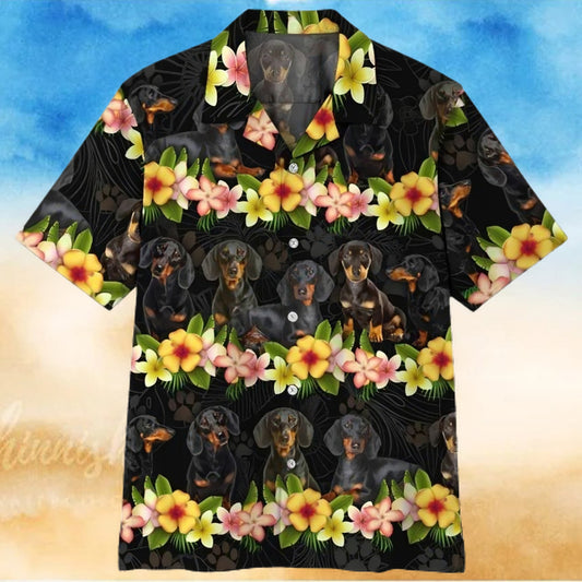 Dachshund Sunset Palm Hawaiian Shirt