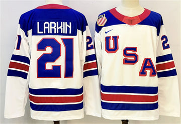 Dylan Larkin Team USA Hockey white jersey