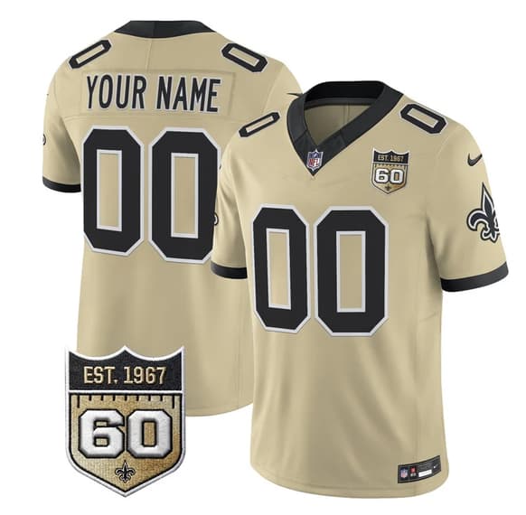 Custom New Orleans Saints gold Vapor jersey