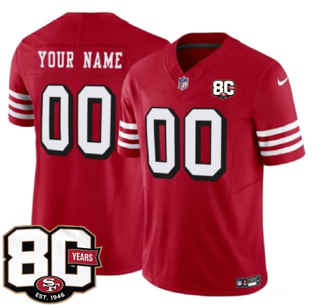 Custom San Francisco 49ers red Vapor jersey