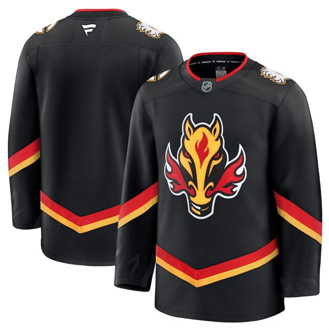Custom Calgary Flames black Alternate jersey