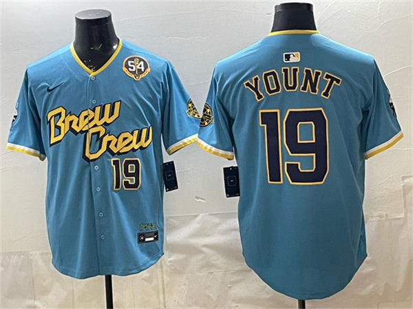 Robin Yount Milwaukee Brewers blue City Connect jersey
