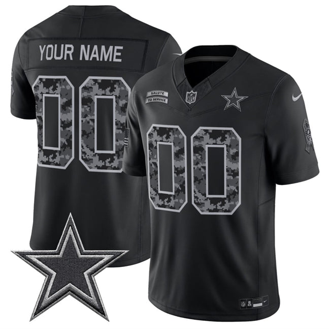 Custom Dallas Cowboys black Salute To Service jersey