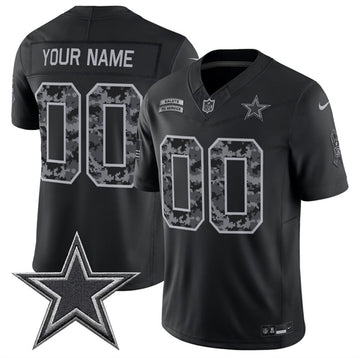 Custom Dallas Cowboys black Salute To Service jersey