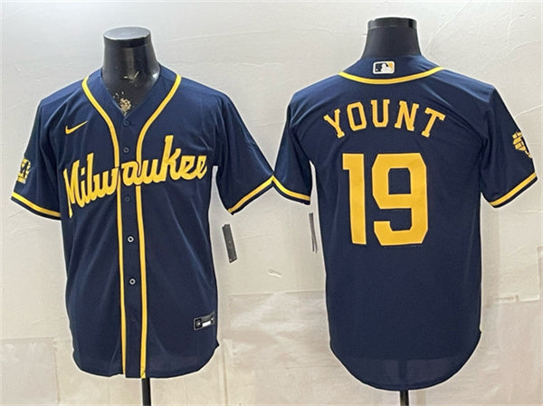 Robin Yount Milwaukee Brewers navy jersey