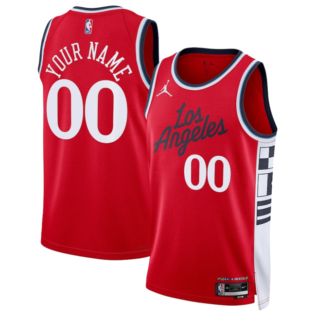 Custom Los Angeles Clippers red jersey