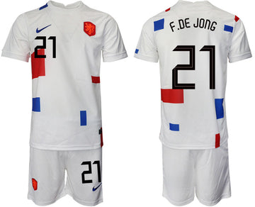 F.de Jong Netherlands National Team white Away jersey
