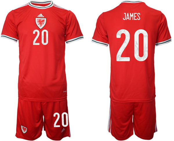 James Wales National Team red Home jersey