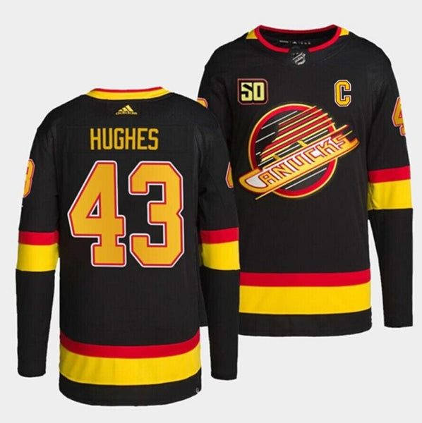 Quinn Hughes Vancouver Canucks black Retro jersey