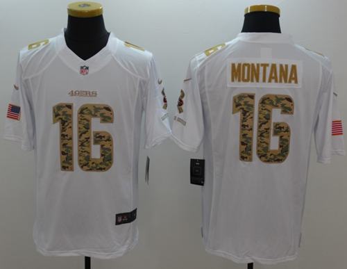 Joe Montana San Francisco 49ers white Salute To Service jersey