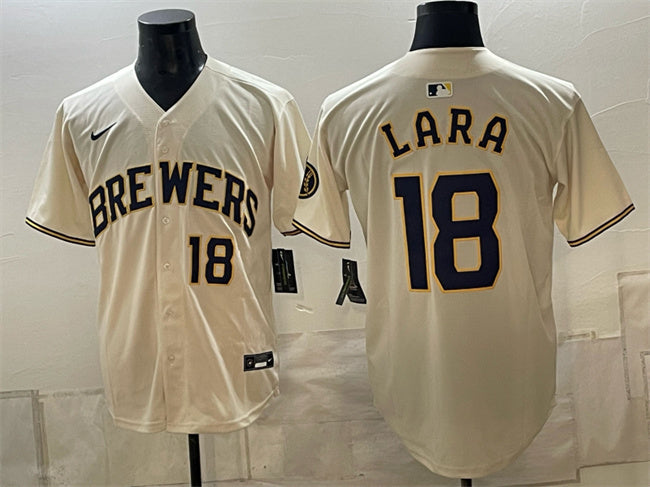 Luis Lara Milwaukee Brewers cream jersey