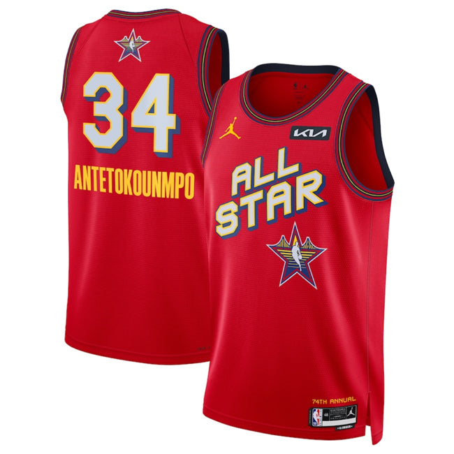 Giannis Antetokounmpo NBA All-Star red jersey