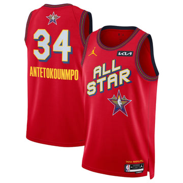 Giannis Antetokounmpo NBA All-Star red jersey