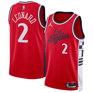 Kawhi Leonard Los Angeles Clippers red jersey