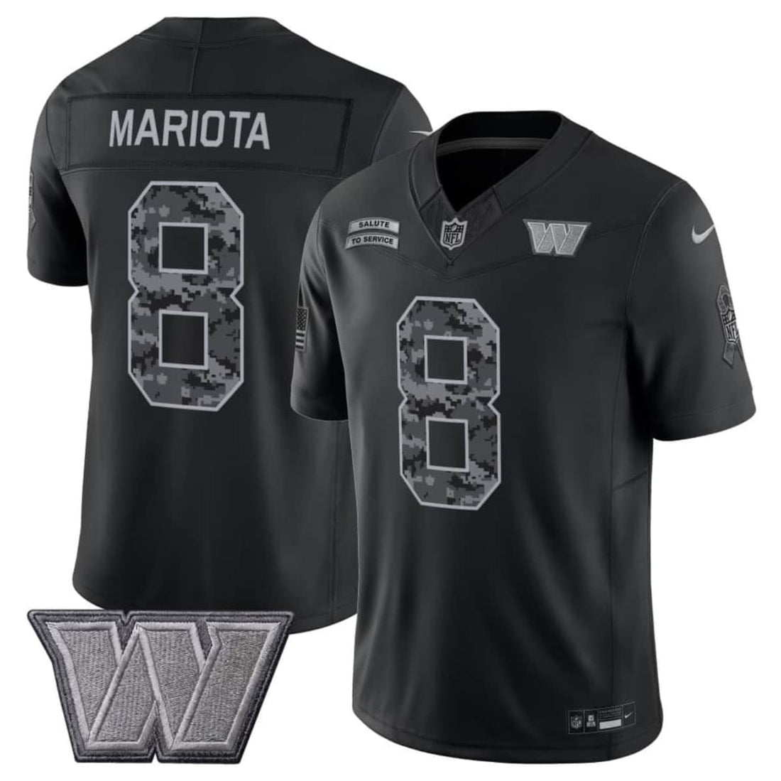 Marcus Mariota Washington Commanders black Salute To Service jersey