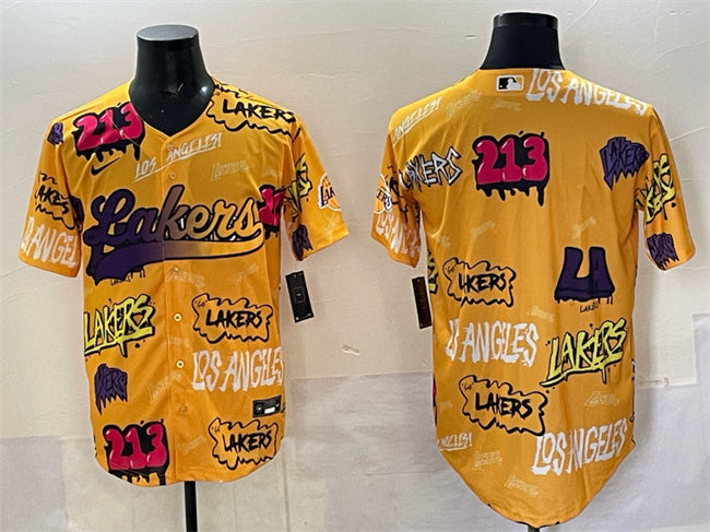 Custom Los Angeles Lakers yellow Limited jersey