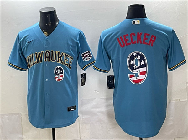 Bob Uecker Milwaukee Brewers blue Home jersey