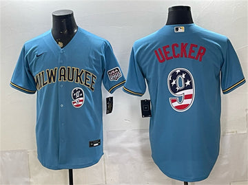 Bob Uecker Milwaukee Brewers blue Home jersey