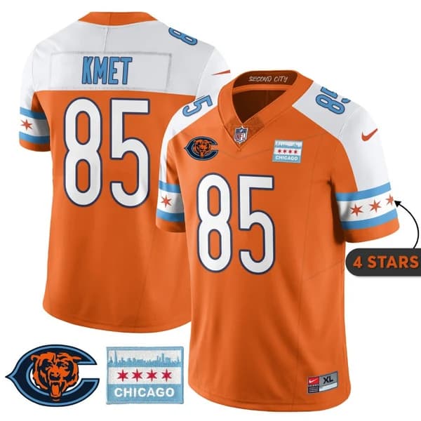 Cole Kmet Chicago Bears orange City Edition jersey