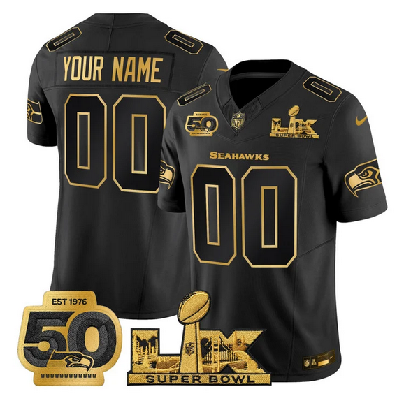 Custom Seattle Seahawks black Vapor jersey