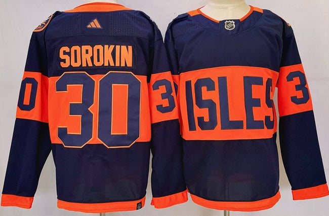 Ilya Sorokin New York Islanders navy Stadium Series jersey