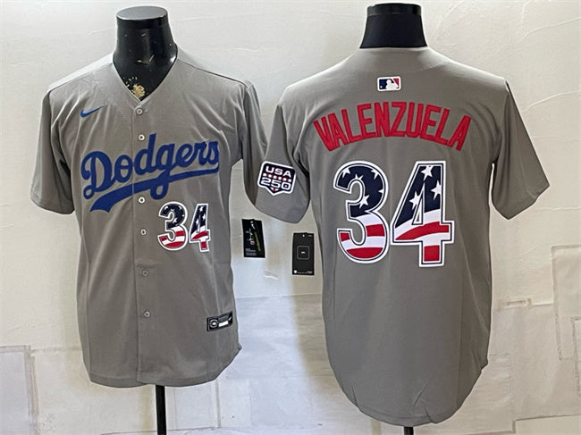 Fernando Valenzuela Los Angeles Dodgers gray jersey