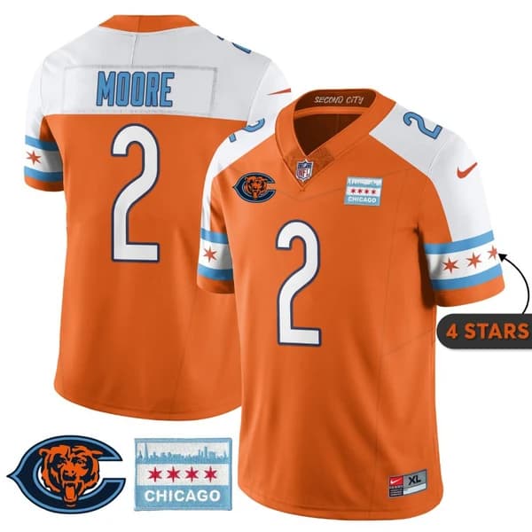 D.J. Moore Chicago Bears orange City Edition jersey
