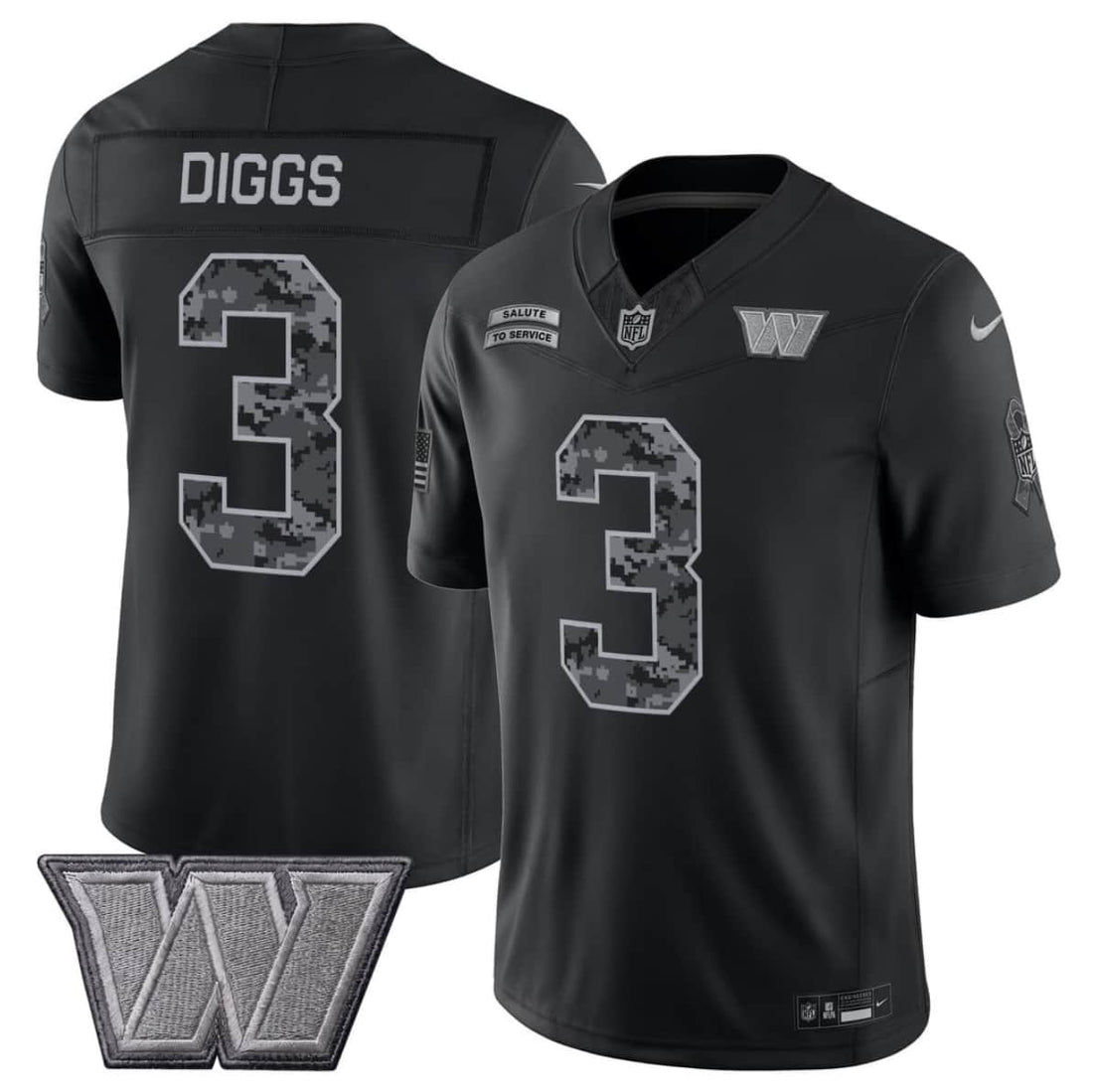 Stefon Diggs Washington Commanders black Salute To Service jersey