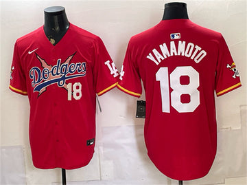 Yoshinobu Yamamoto Los Angeles Dodgers red Vapor jersey