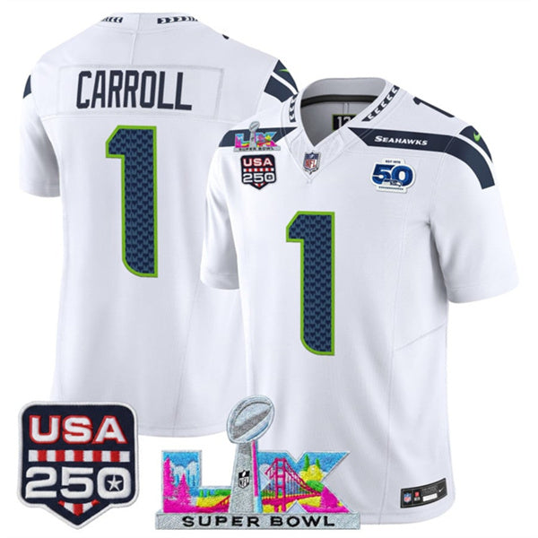 Pete Carroll Seattle Seahawks white Vapor jersey