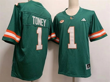 Malachi Toney Miami Hurricanes aqua jersey