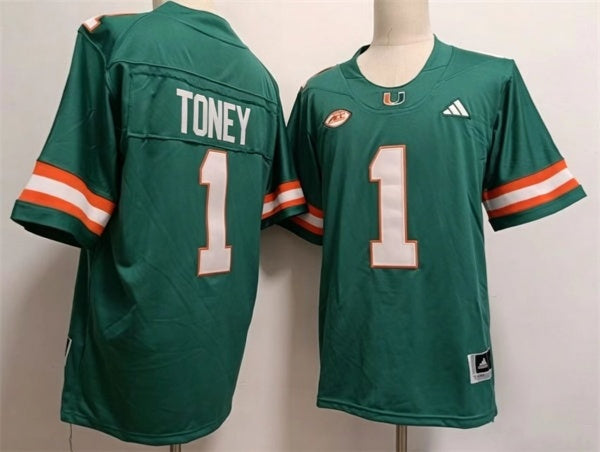 Malachi Toney Miami Hurricanes aqua jersey